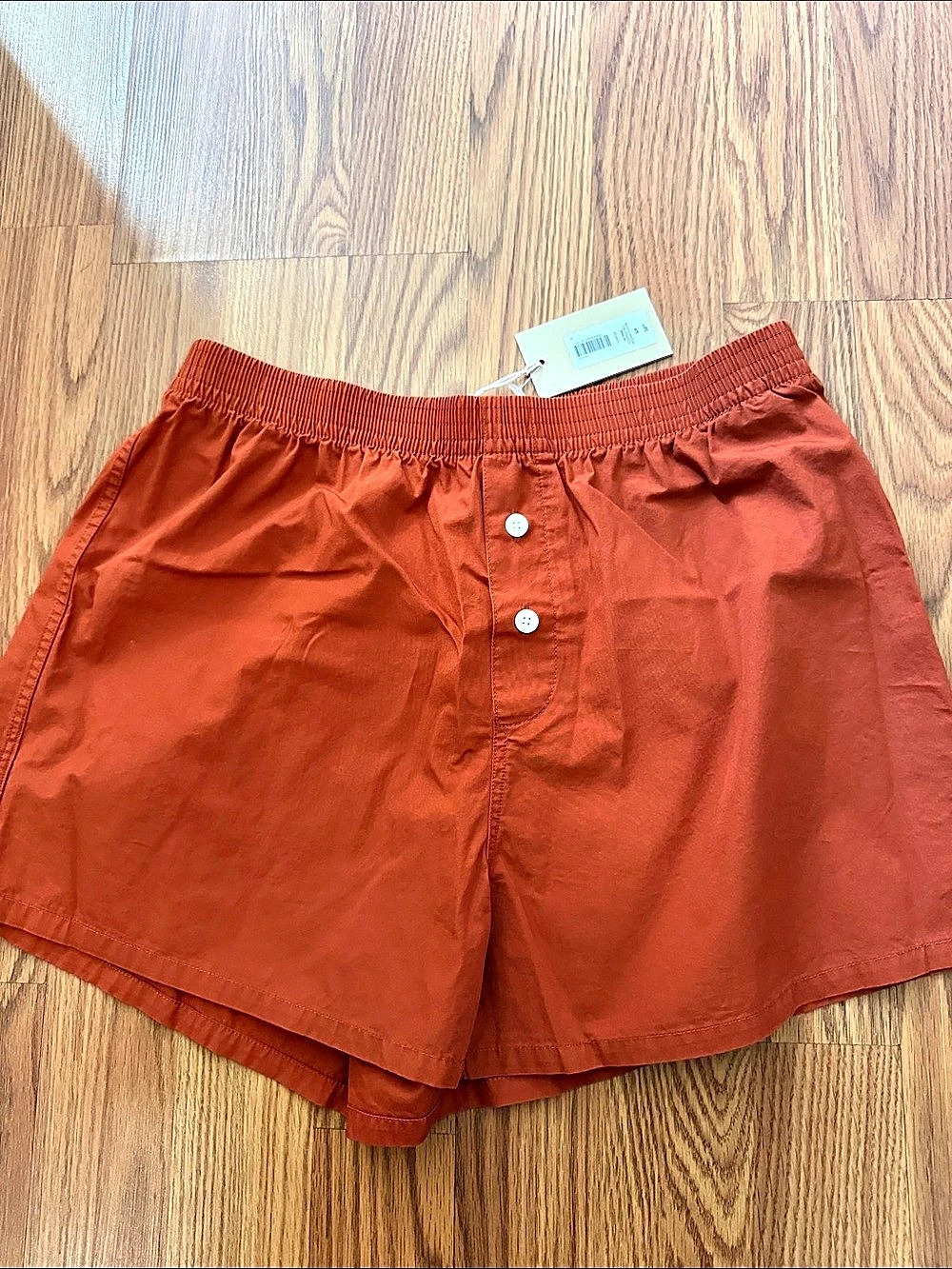 Aritzia Wilfred Free Cotton Poplin Boxer Shorts Orange
